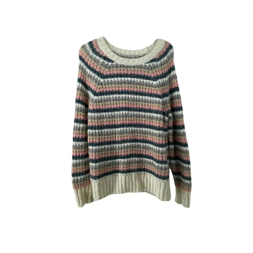 American Eagle Sweater Womens Size M Chunky Knit Wool Blend Multicolored Striped